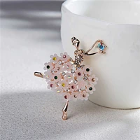 stylish and exquisite crystal set with rhinestone beautiful flower skirt ballerina ballet ladies brooch ladies girl gift brooch