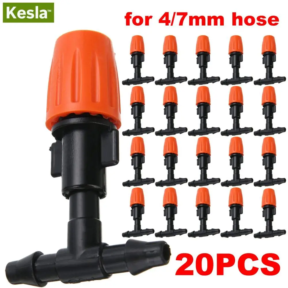 KSL01-003-20PCS KESLA 20PCS Micro Drip Irrigation Misting Nozzle Emitter Atomizing Sprayer w/ 4/7mm SINGLE BARBED 6mm Connector Sprinkler HOSE - Цвет: KSL01-003-20PCS