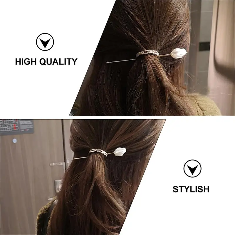 

2PCS Geometric Hollow-out Pearl Hair Clasp Stylish Metal Hairpin Fashion Updo Top Clip Ornament Simple Elegant Hairpin