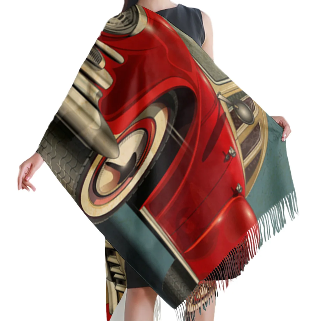 Женский зимний шарф Классический постер в стиле ретро дорожка для автомобиля 66