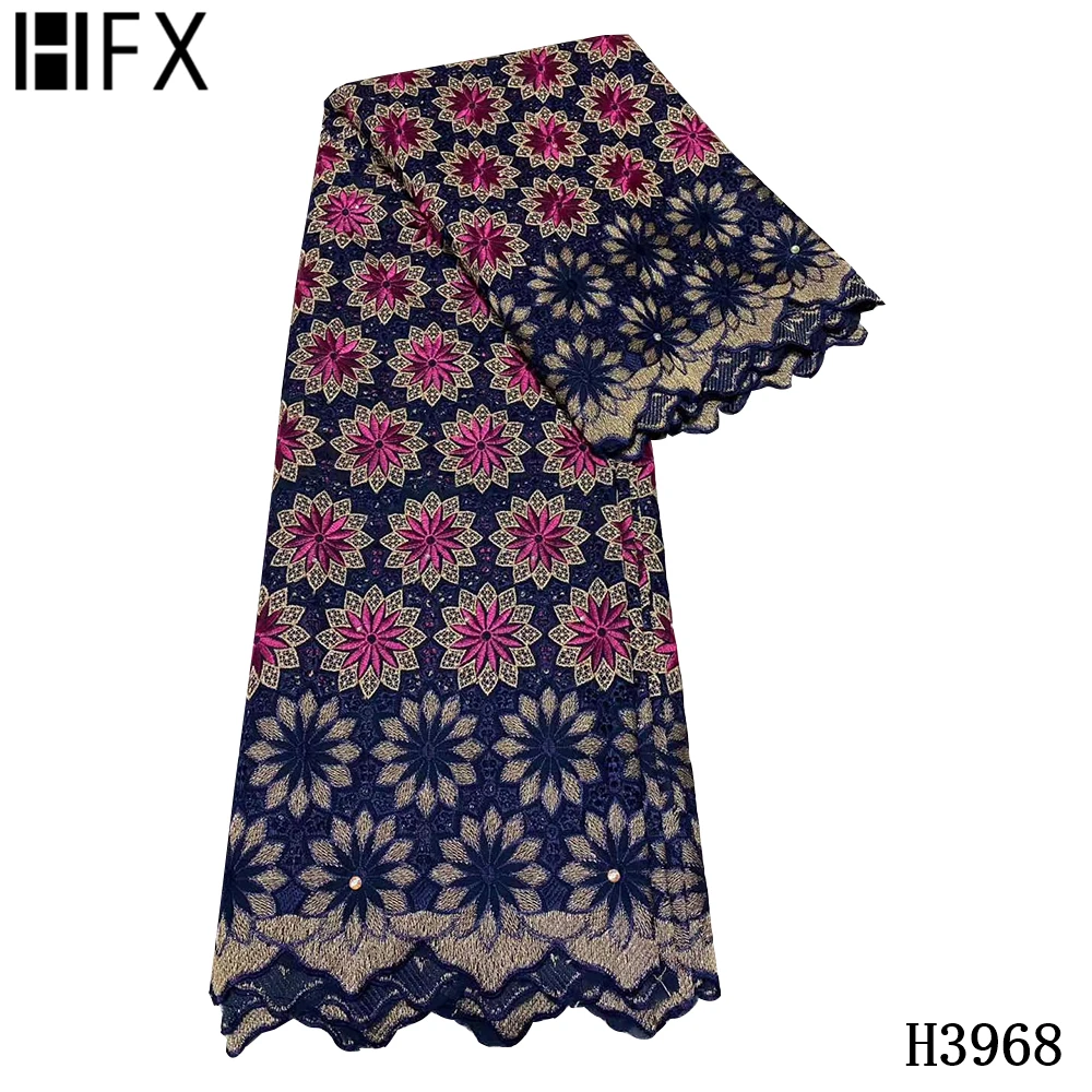

HFX New Arrival Swiss Voile Cotton Fabric Brode Cotton Embroidered Swiss Voile In Sitzerland With Beads For Women Dress