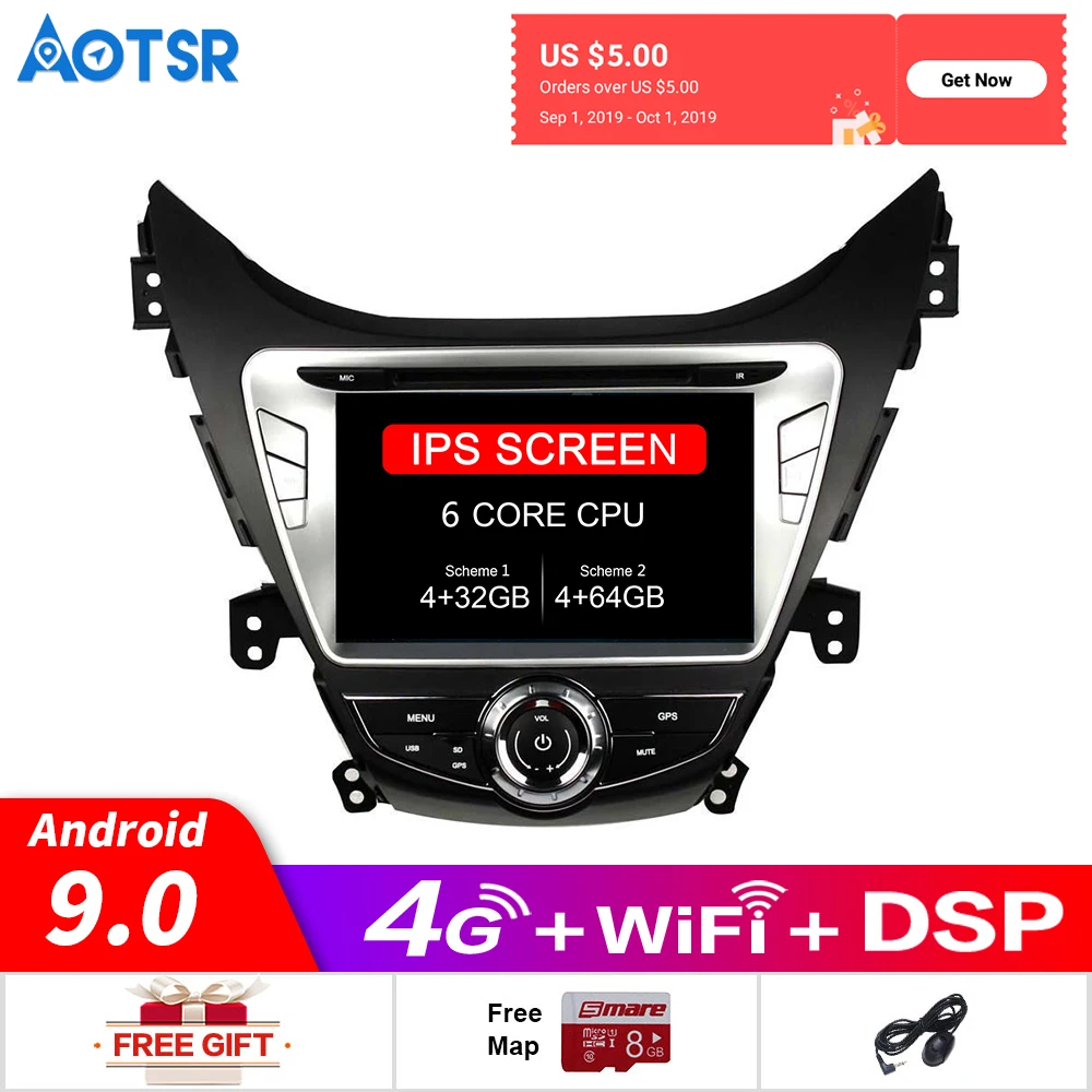 

Android 9.0 Car GPS Navigation DVD Multimedia Player For Hyundai Elantra (MD)2011-2013/ Avante(MD) 2011-2013 Radio HeadUnit dsp