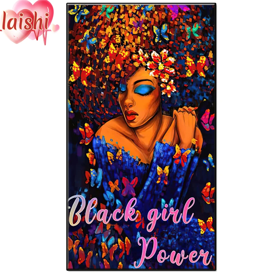 

5D DIY Doodle butterfly afro girl Diamond Painting Full Square round drill Home Decoration diamond Embroidery Handcraft Art Kits