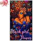 Алмазная 5D картина сделай сам С Рисунком бабочки афро-девушки, квадратная круглая картина, украшение для дома, алмазная вышивка, Наборы для творчества ручной работы