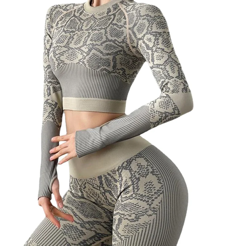 

Seamless Yoga Suit Women Crop Top Workout Leggings Leopard Print Training Suit Fitness Clothe Tracksuit Sportswear Gym Set Women