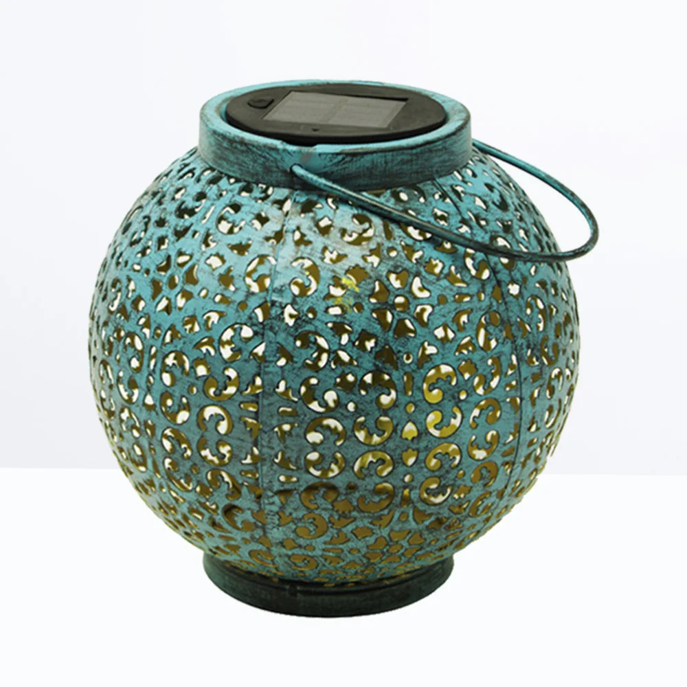 

Solar Powered Hollow out Iron Lights Outdoor Antique Finish Lantern Hanging Garden Lamp