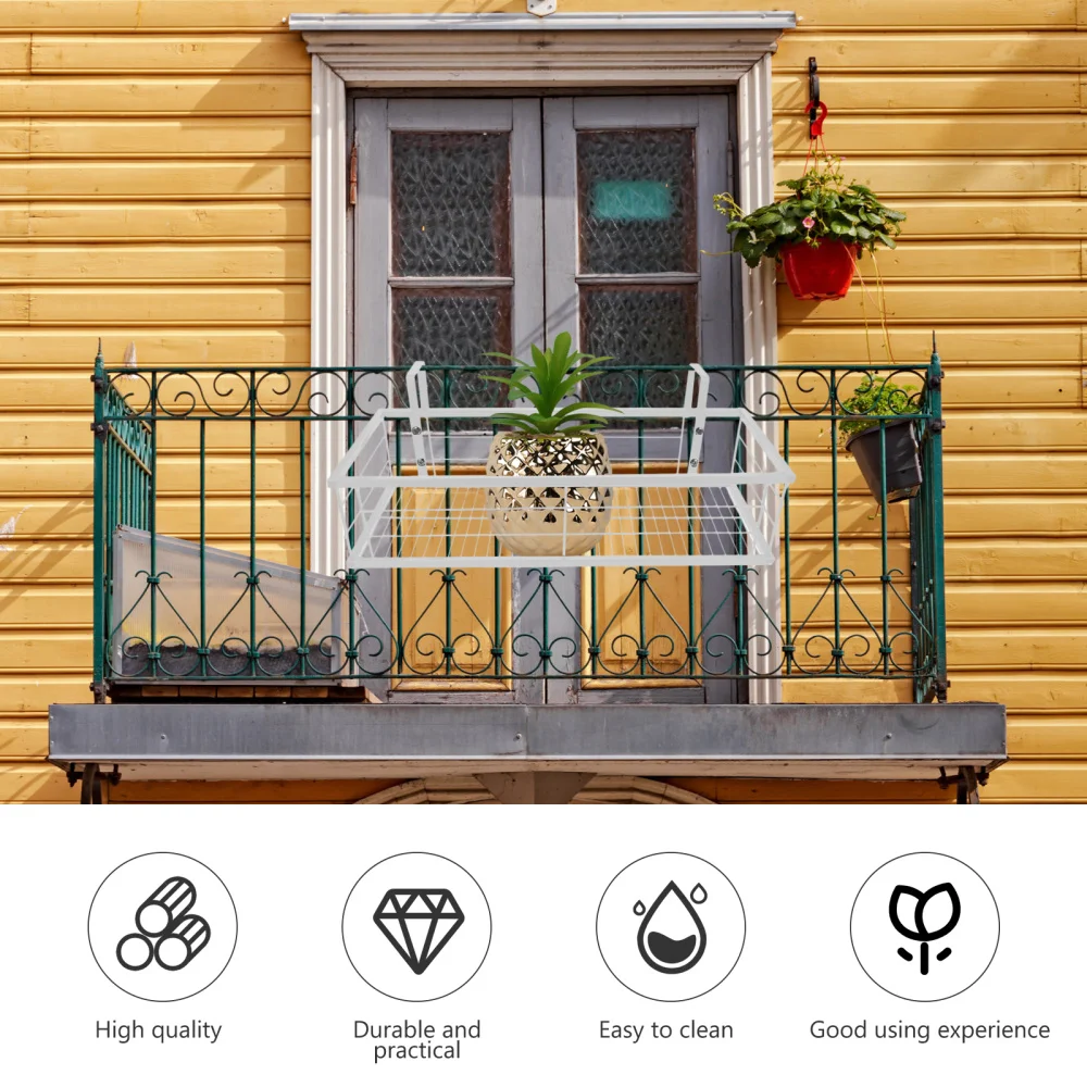

1Pc Balcony Hanging Flowerpot Rack Rectangular Railing Fence Planter Holder