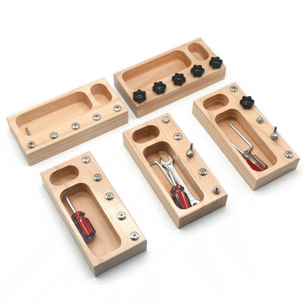 Занятая доска игрушки Монтессори 2 года мраморная винтовая раннее деревянное