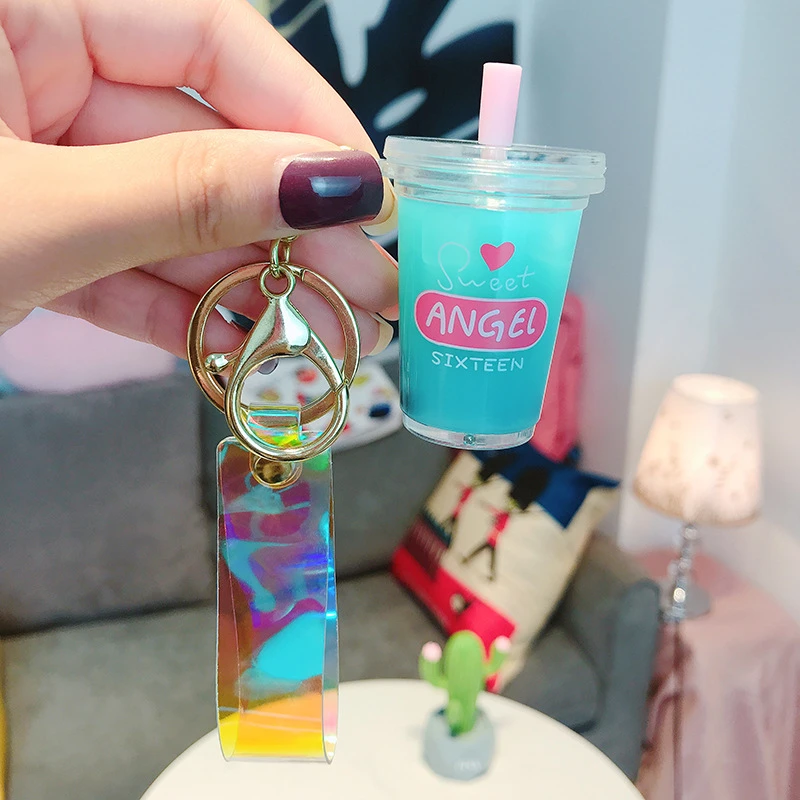 

Bag Accessories Creative Mini Soft Drink Decompression Jewelry Coconut Milk Tea Beverage Bubble Keychains Backpack Pendant Adorn
