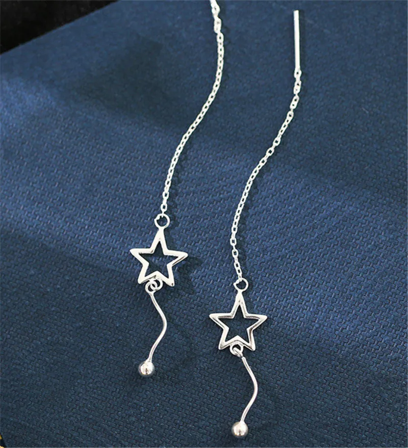 Серьги-подвески женские из серебра 925 пробы с полыми звездами | Украшения и