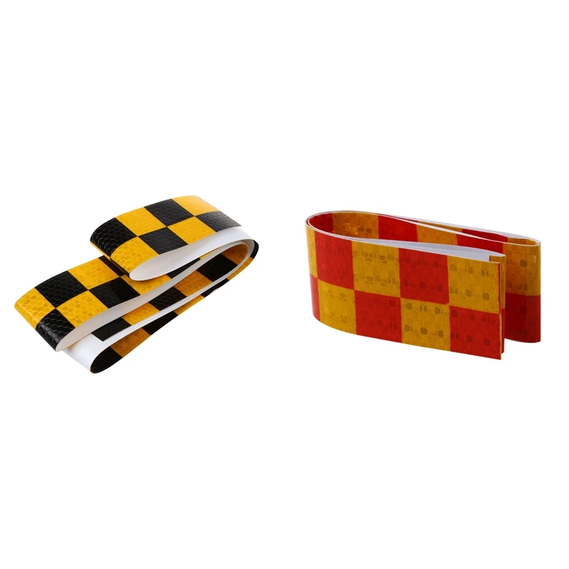 

2X 1M Reflective Safety Warning Conspicuity Tape Sticker, Black+Yellow & Red+Yellow