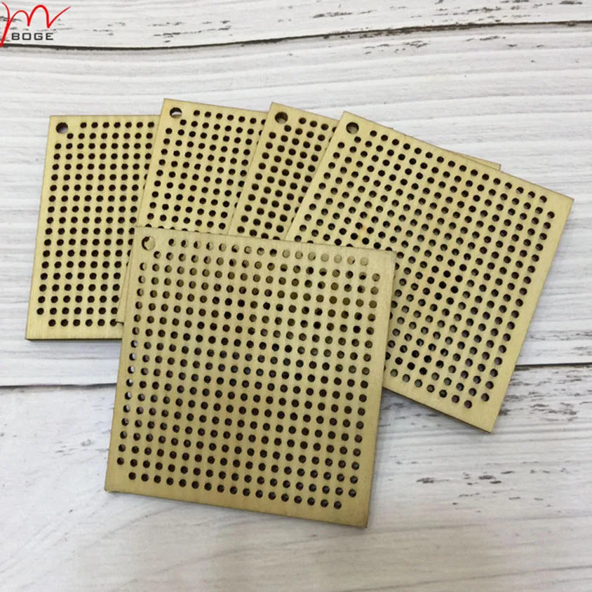 Квадратная пустая деревянная Вышивка крестом узоры брелок ожерелье украшение |