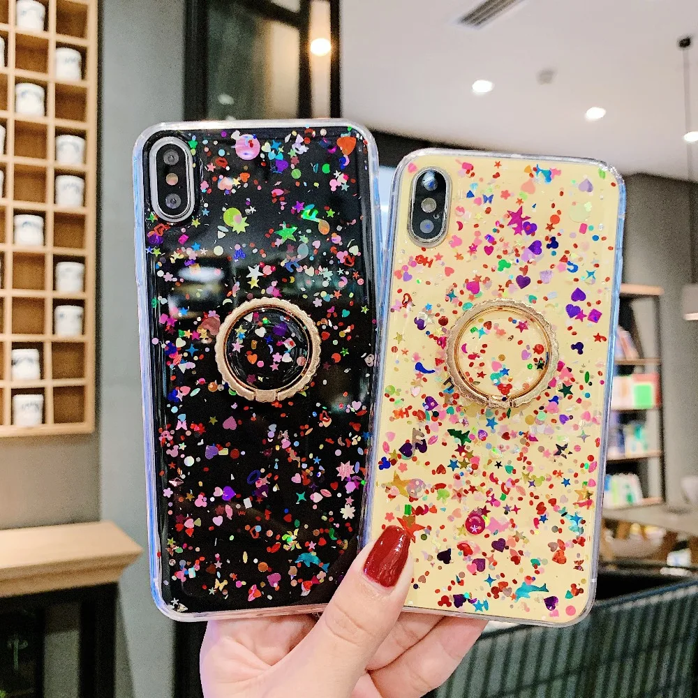 Блестящее кольцо с блестками для huawei P30 Pro, чехол для huawei P20 Lite mate 20 pro Y9 Y7 Honor 20 Pro10I, задняя крышка для телефона