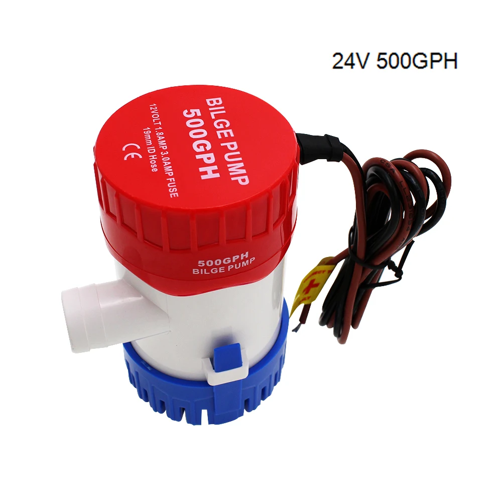 Стиль 1100GPH 750GPH 500GPH 350GPH 12/24VDC Трюмный насос с высоким потоком погружной используется в саду Гидроплан двигатель дома солнечный - Напряжение: 24V 500GPH