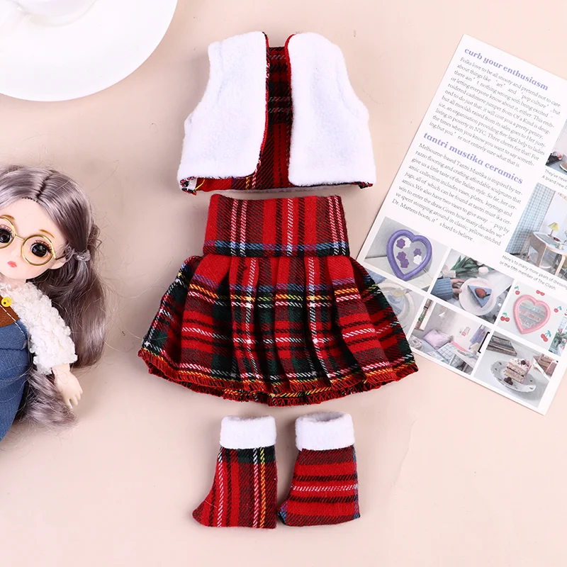 

Christmas Elf Doll Red Clothes Vest Skirt Shoes Couture Clothing For Elf Doll House Christmas Doll Clothes White Vest Skirt