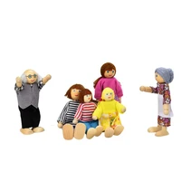 new montessori kawaii dolls cartoon wooden house family people children pretend play eye hand coordination interesting toys gift