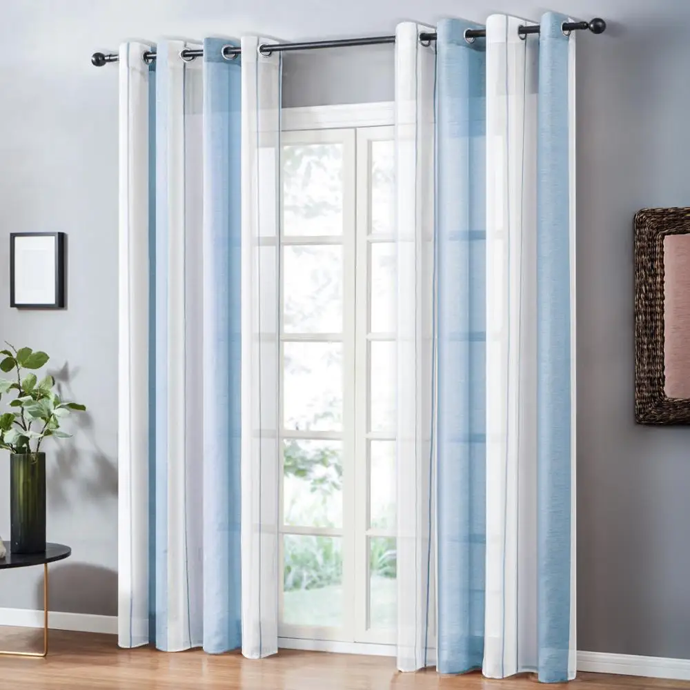 Topfinel Чистый полосатый узор тюль шторы для спальни Тюль кухни Занавески гостиной