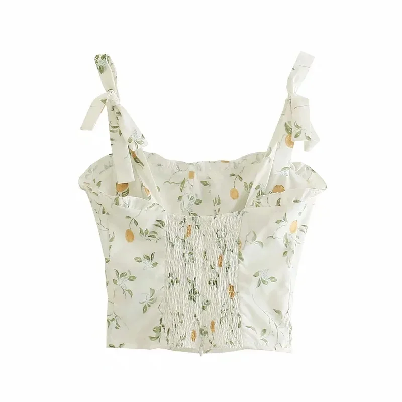 

Sleeveless top women sexy crop top summer print tops women 2021 ruffle corset tops kawaii white tank top elastic camis fashion