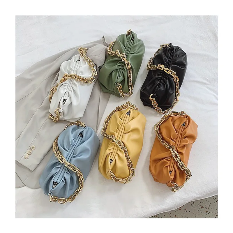 

Women's 2021 European and American Fashion Small Square Bag Simple Cloud Bag Thick Chain One-shoulder Diagonal Bag