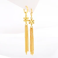 classic 14k gold earring elegant long tassel drop earrings for women wedding engagement jewelry snowflake shape earrings female