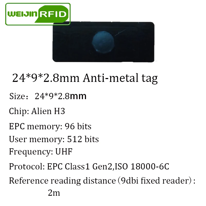 

UHF RFID anti-metal tag 915mhz 868mhz Alien Higgs3 EPCC1G2 6C 24*9*2.8mm small rectangle PCB smart card passive RFID tags