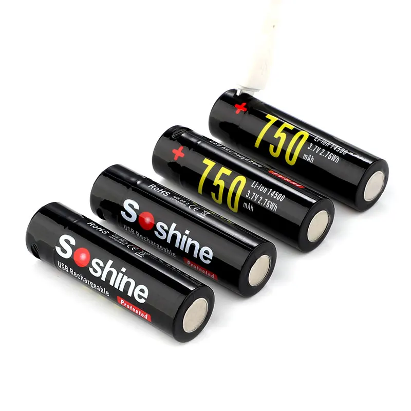 Soshine AA 14500 Protected USB Lithium Ion Rechargeable Battery:3.7V 750mAh | Электроника