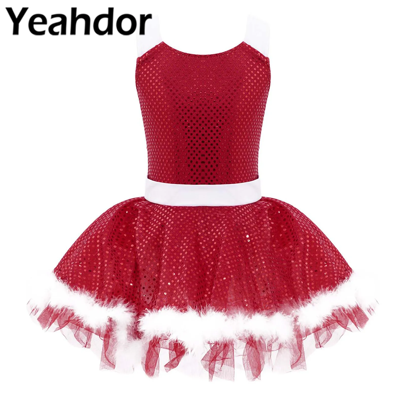 

Детский Рождественский танцевальный костюм для девочек, юбка-пачка с блестками, рождественское платье, подарок на Рождество, платье для кат...