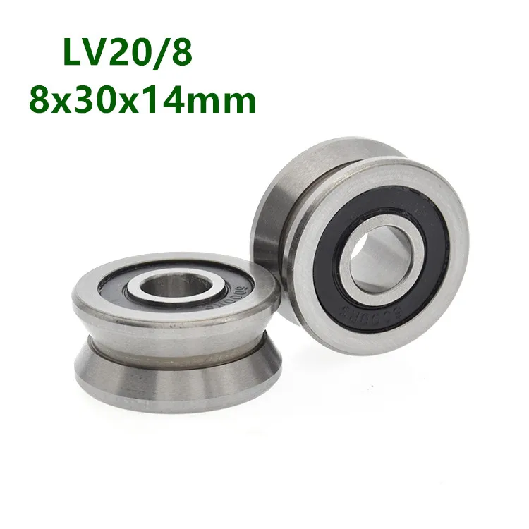 5pcs/20pcs LV20/8 LV20/8-2RS  8x30x14 mm V groove ball bearing Traces walking guide rail bearings 8*30*14mm pulley roller wheel