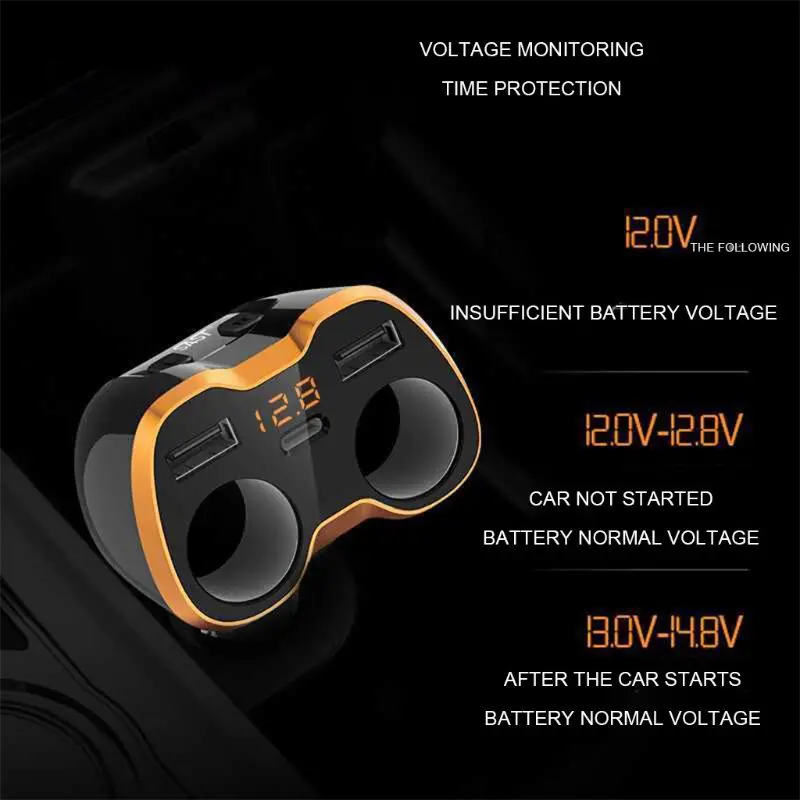 USB Car Charger Cigarette Lighter Splitter Adapter 2 Socket Type C 4.8A Multi Power Outlet | Автомобили и мотоциклы