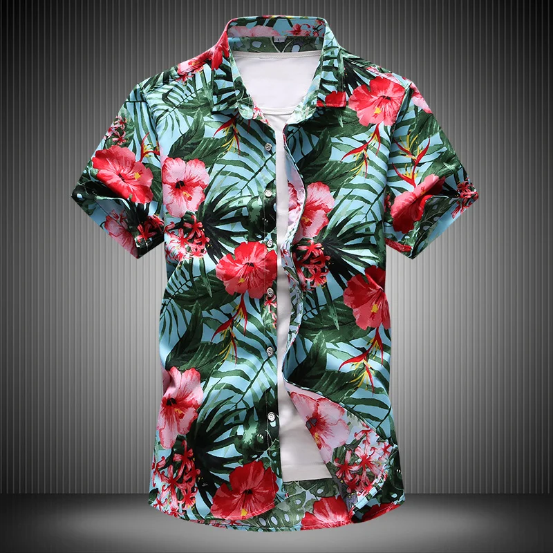 

Мужская летняя рубашка с коротким рукавом, размеры 7XL, 6XL