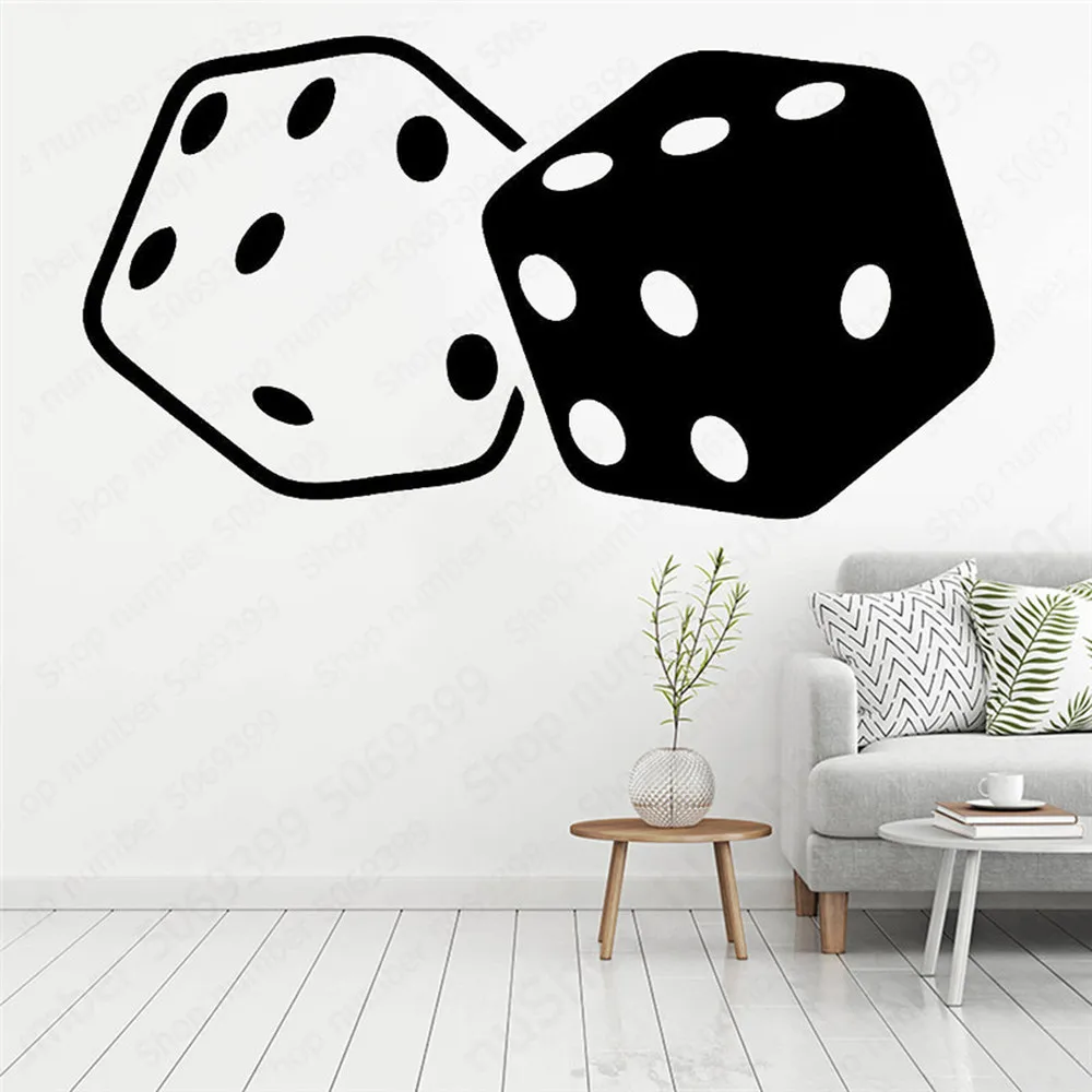 

3D Poster Wall Stickers Cubes Dice Gambling Luck Casino Mural Vinyl Decal Removable Wall Decals Living Room Home Decor LW644