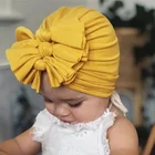 2019 головной убор для новорожденных, индийский стиль, тюрбан, однотонная детская шапка с бантом для маленьких мальчиков и девочек, мягкая однотонная шапка, реквизит для фото