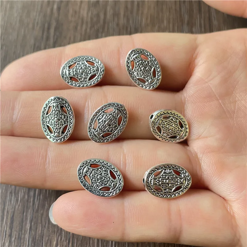 JunKang Alloy oval pattern spacer perforated beads for jewelry production DIY hand-made bracelet necklace accessories materials | Украшения