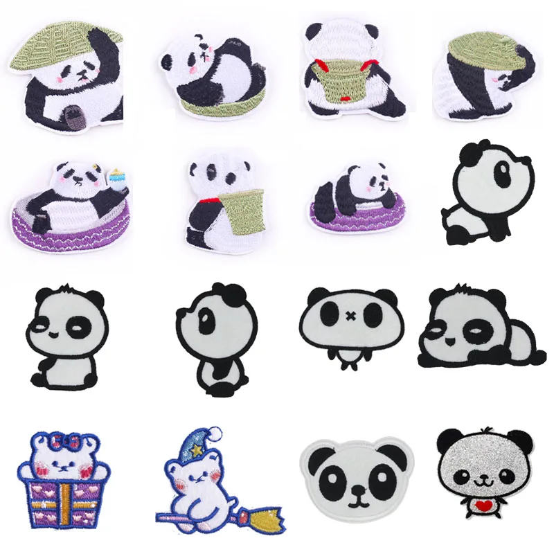 Симпатичные патчи в виде панды вышитые с помощью утюга для детской одежды