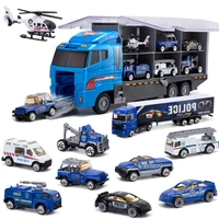 10 in 1 police transport truck mini die cast toy car loaded car toy set