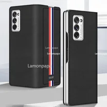 Magnetic Flip Case for Samsung Galaxy Z Fold2 5G Luxury Vegan Screen Protector Anti-fall Phone Cover for Samsung Z Fold 2 Case