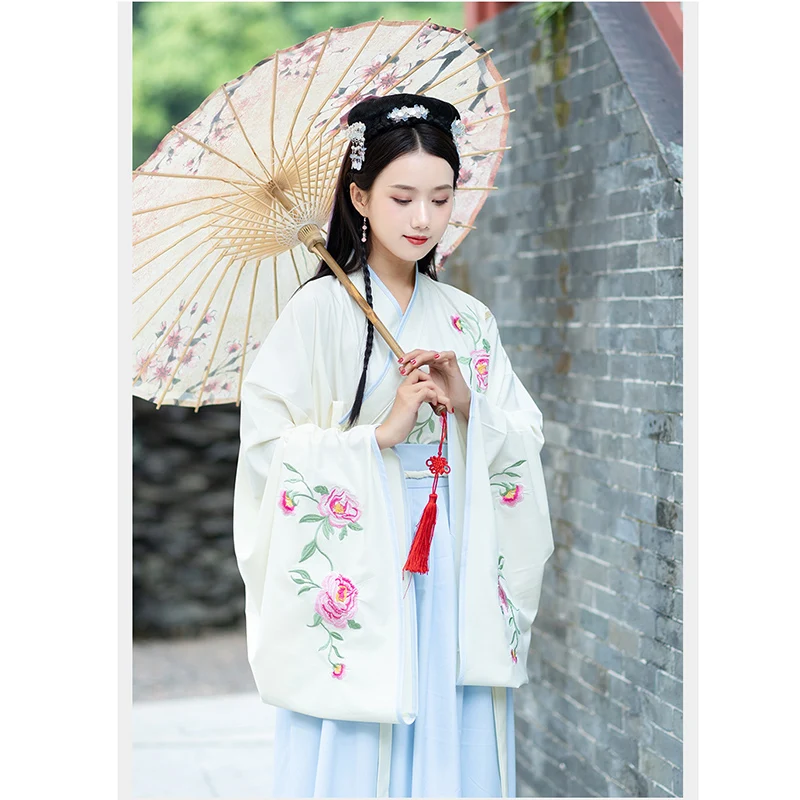 2019 традиционная китайская одежда Hanfu Женская белая хлопковая Улучшенная