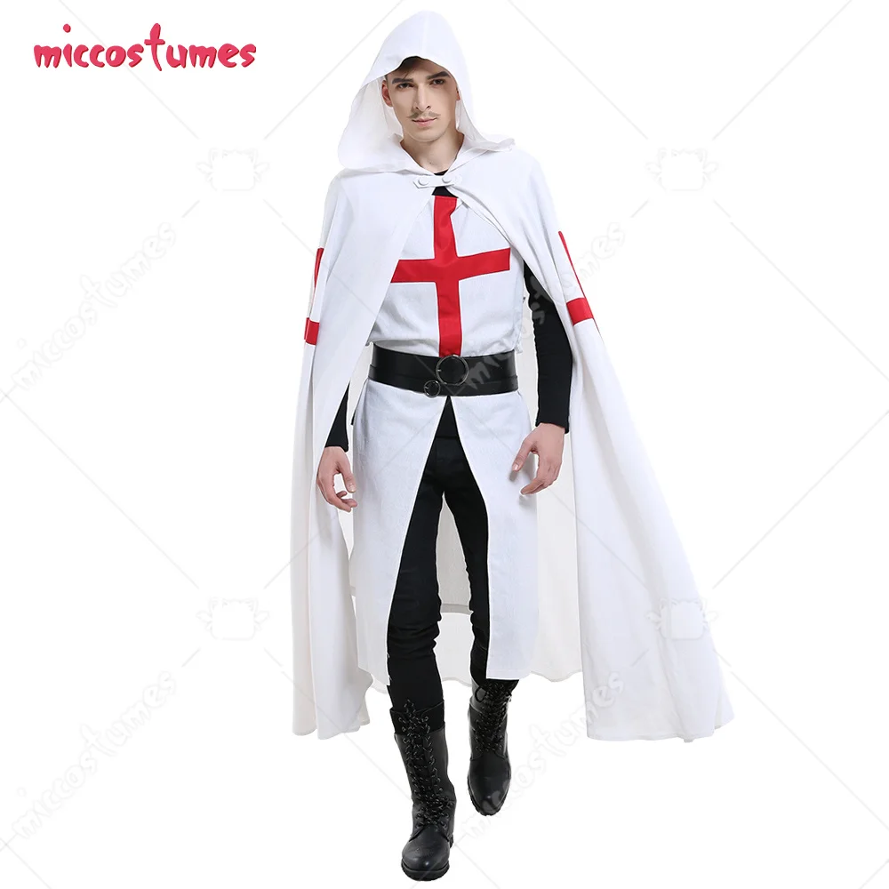 

Мужской костюм-жилет Templar Tabard Medieval Crusader, костюм для косплея с широким и узким поясом