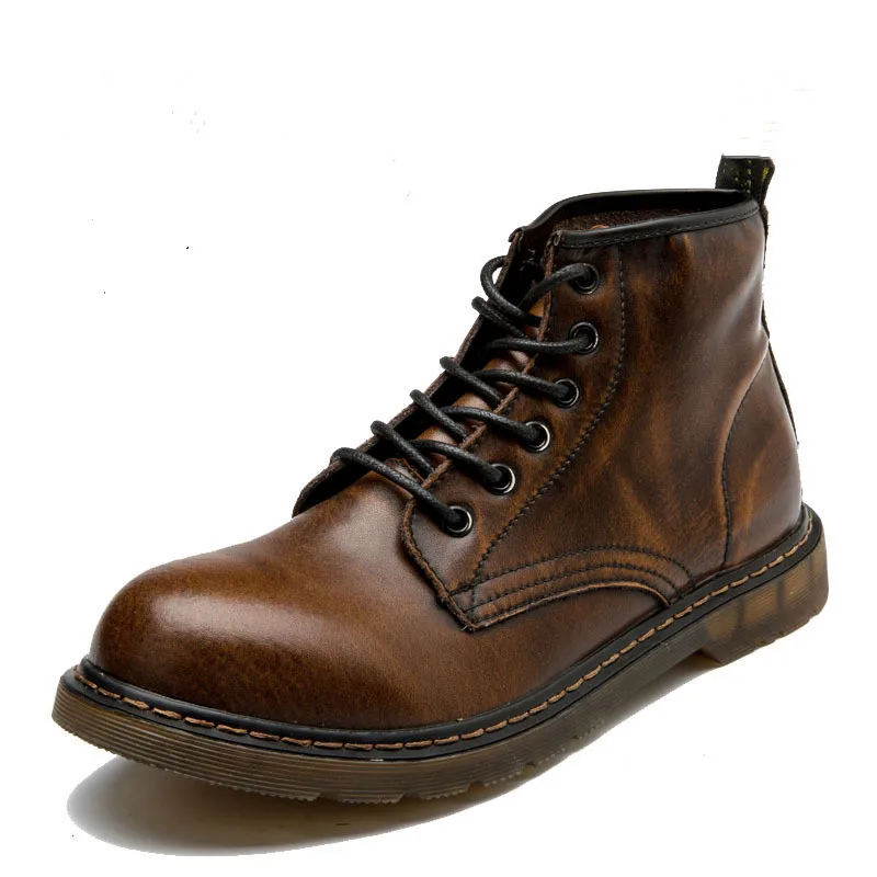 Ботинки мужские на шнуровке повседневные мотоциклетные ботинки Воловья кожа