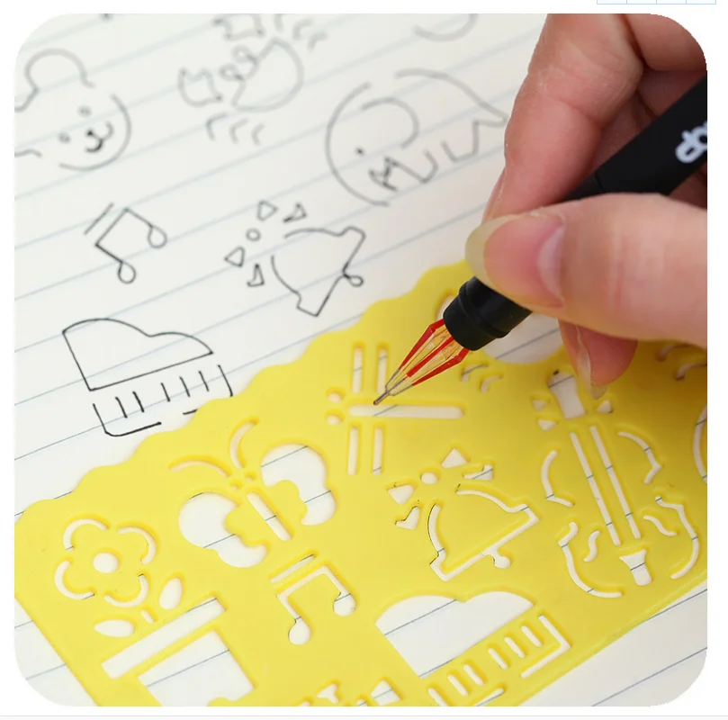4 Pcs / set multi-function ruler student stationery cute drawing cartoon art painting children gift educational toy |
