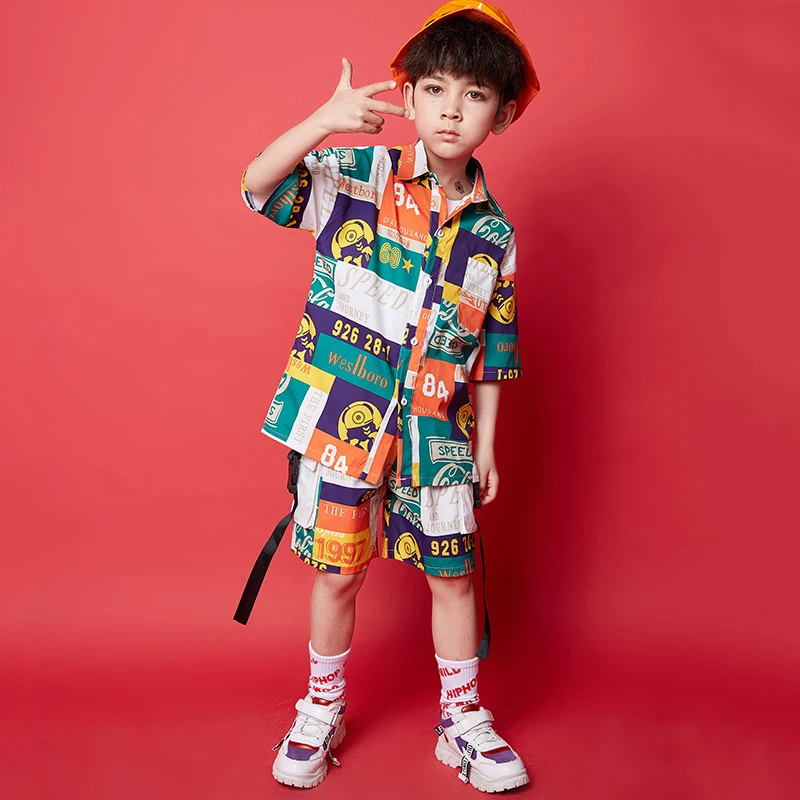 

Fashion Boys Street Dance Hip Hop Dance Costumes Children Jazz Dance Clothing Kids Modern Performance Stage Costume 110-180
