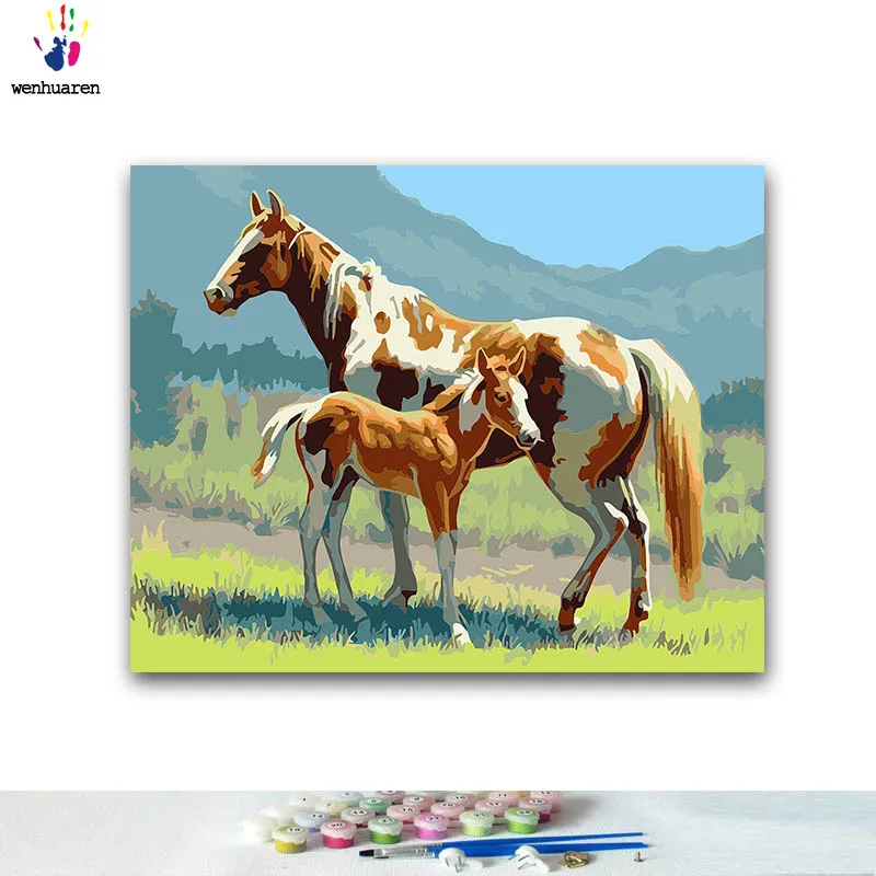 DIY Раскрашивание по номерам лошади картины Пастбище с комплектами 40x50 в