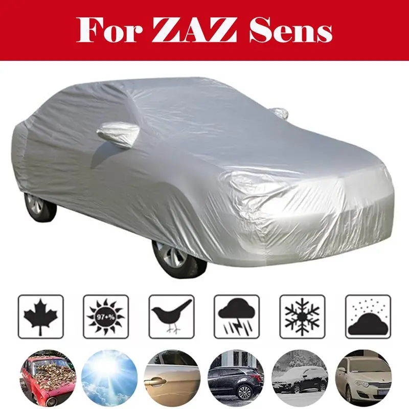 

Full Car Covers Snow Ice Dust Sun UV Shade Cover Light Silver Size S-XXL Auto Car Outdoor Protector Cover For ZAZ Sens