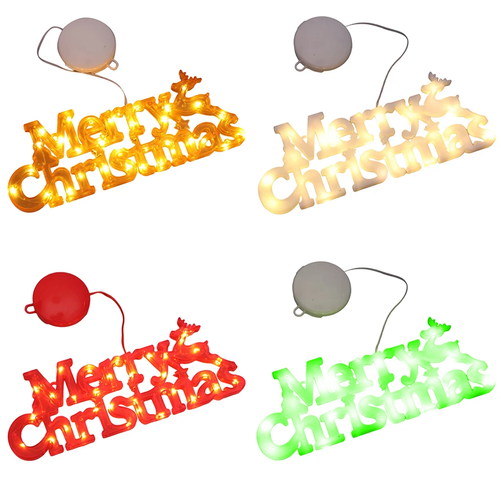 

Christmas Ornament Lamp Room Decor Merry Christmas Letter LED Light Christmas Tree Hanging Lights Home Party Garden Lawn Decors