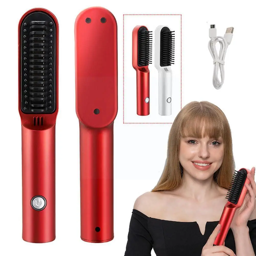 

Electric Heating Hair Straightening Comb Negative Ion Tool Styling Deep Hair Moisturizing Comb Charging Care Curling USB D1A3