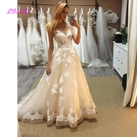 a line wedding dresses gorgeous long bridal gowns vestido de festa longo top quality lace appliques tulle wedding dress