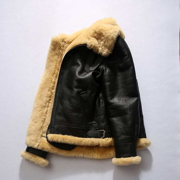 

New Men 2021 Black Fur Jacket B3 Flight Jackets Fashion Multi-label Military Thick Shearling Winer Russia Coats