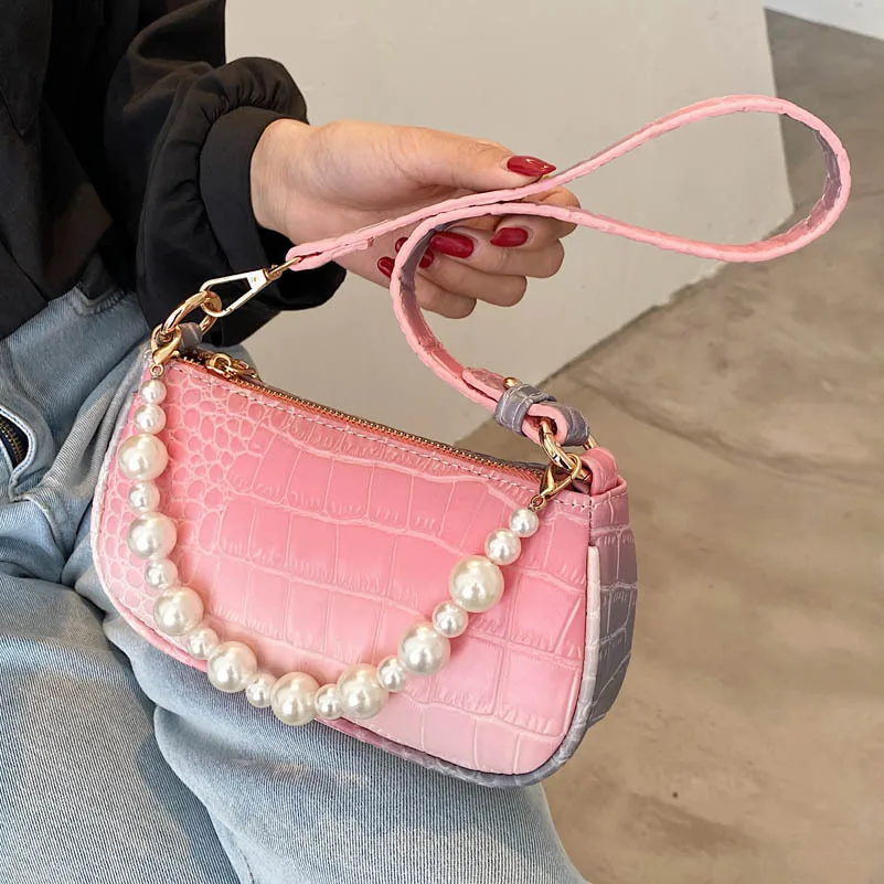 

Fashion Female Bag Pu Popular Bag Female Bag NewFashion Pearl Handbag Luxury One-shoulder Armpit Bag Bag Bag Purse and Handbag