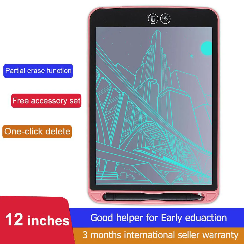 

LCD Writing Tablet Kids Gift Partially Erasable Drawing Pad High Brightness Smart Electronic Writing Board Black 8.5 Inch