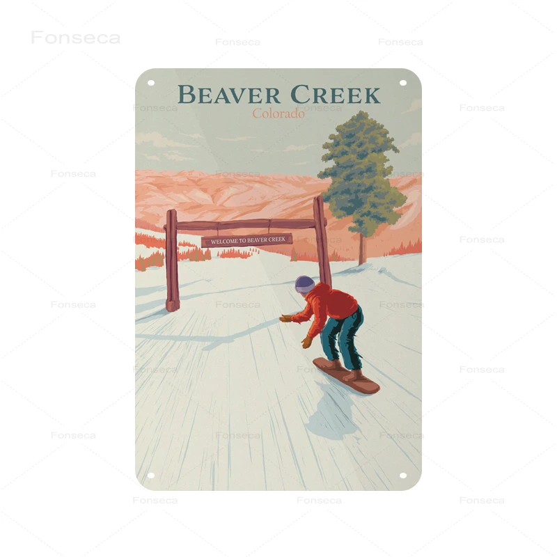 Металлический знак в стиле ретро для горнолыжного курорта St Anton Kitzbuhel Avoriaz зимний